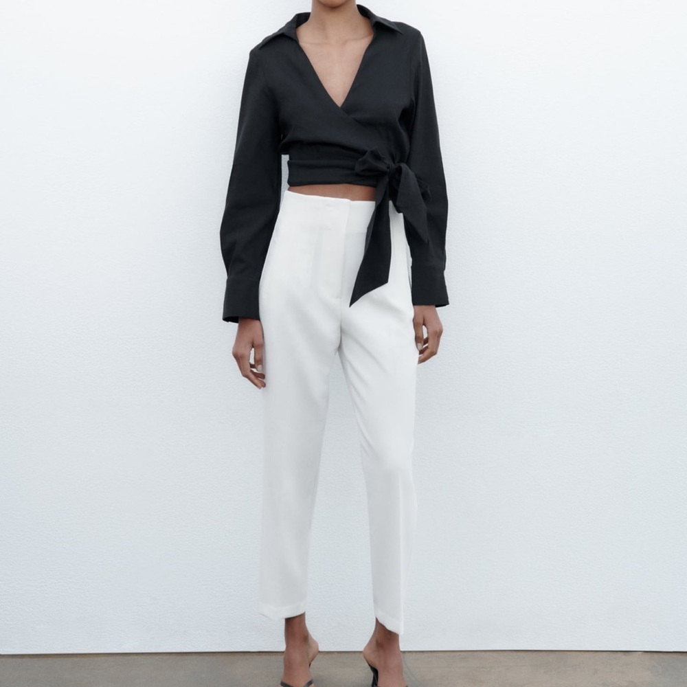 Zara high waisted pant white xxl